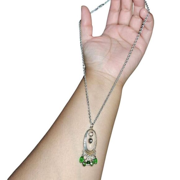 Silver Handmade Upcycled Beaded Necklace - Picture 3 of 3